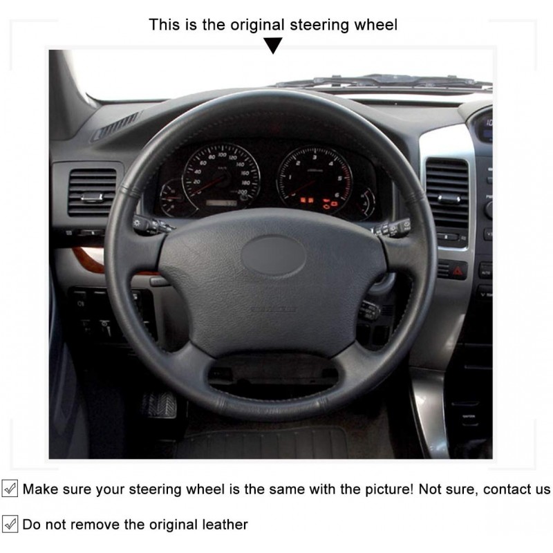 Loncky Auto Custom Fit OEM Black Genuine Leather Car Steering Wheel